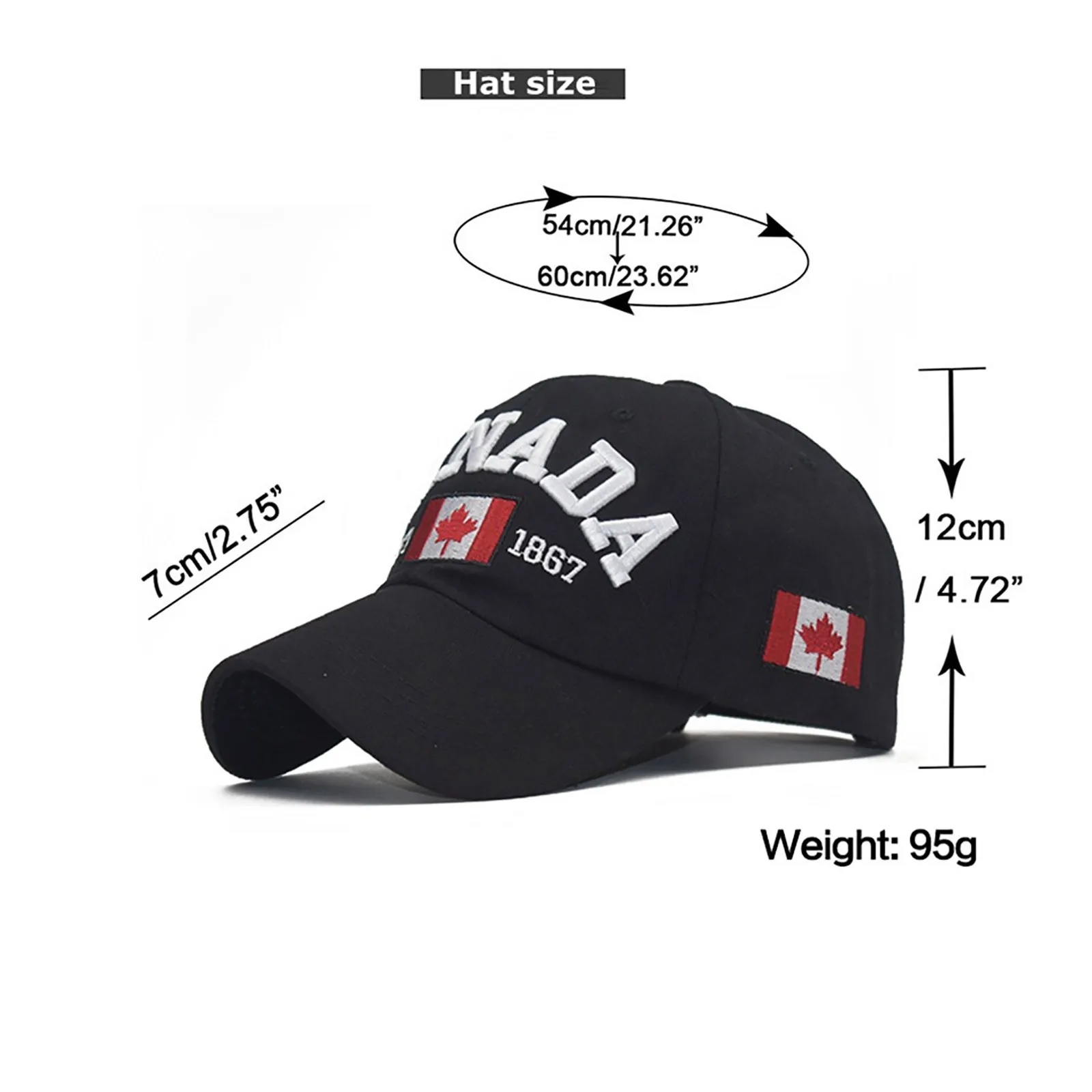 Canada Baseball Cap Adjustable Canada Hat For Men Women Kids Embroidered Maple Leaf Golf Hat Canada Souvenirs Hip Hop Golf Sport