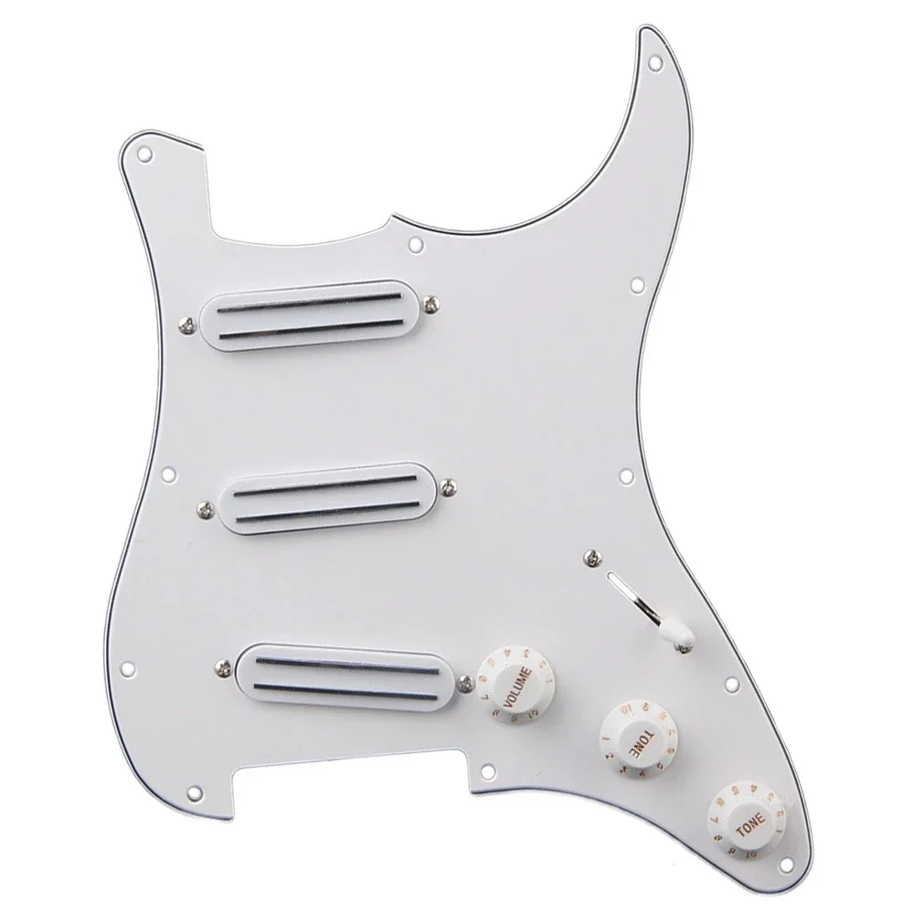 

White Loaded Prewired Pickguard With SSS B500K / A500K Tone Dual Rail Pickups