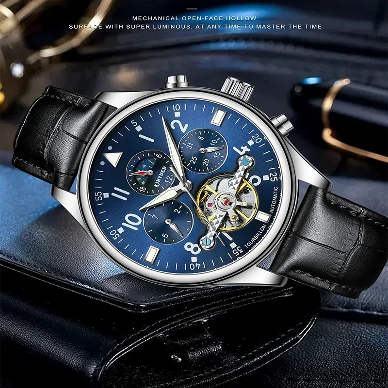 Kinyued Men Mechanical Watch Automatic Watches for Man Hand Clock Wristwatches Business Hands Luminous 30m Waterproof Watches