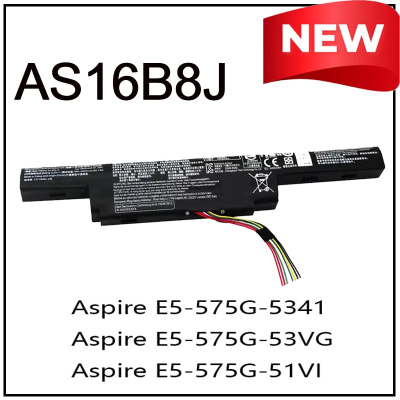 

AS16B5J AS16B8J 10.95V 5600mAh 61.3Wh Laptop Battery for Acer Aspire F5-573G-51AW 55KW 749E F15 F5-573G E15 E5-575G 3ICR19/66-2
