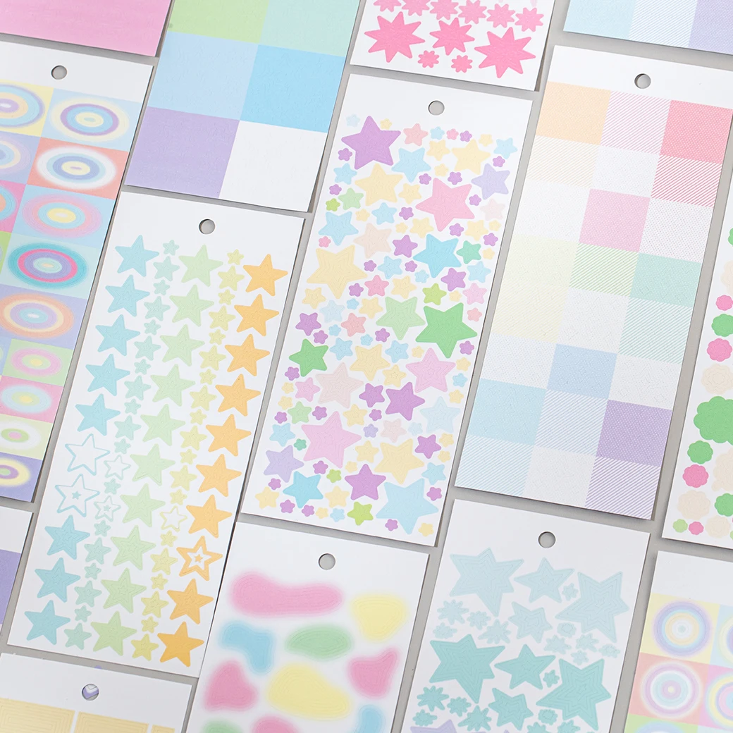 30pcs Encircled Colors Series Long Strip Sticker Geometric Patterns Decorative Stickers DIY Junk Journal Scrapbook Collage Decor