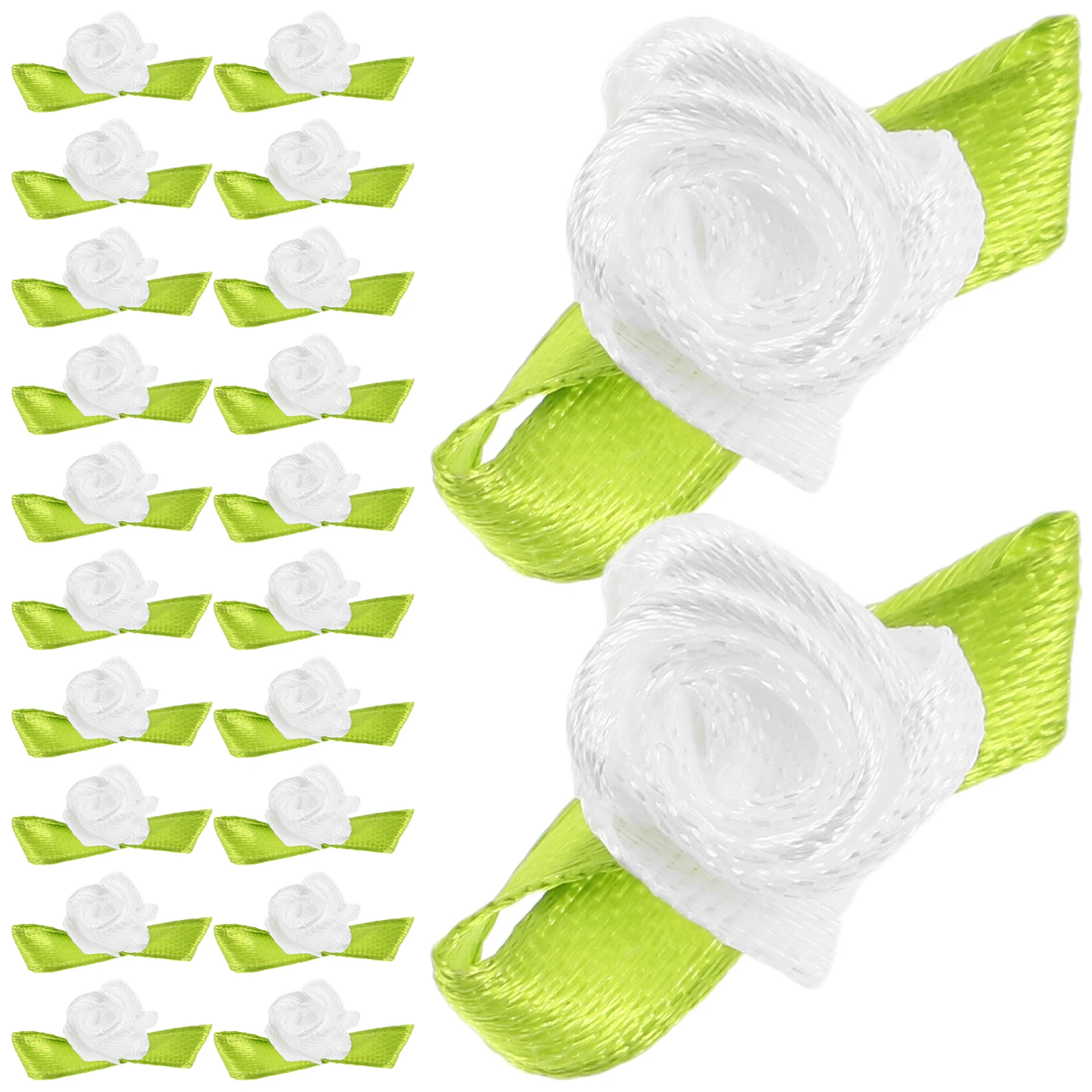 

500pcs Rose Heads Craft Fake Flowers Decorations White Ribbon Polyester Garland Mini Flower Jewelry Accessories Satin Rose