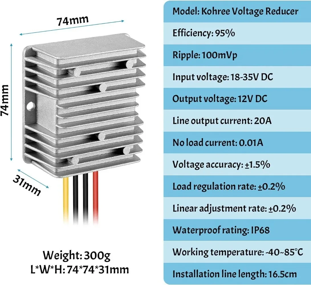 DC 18V to DC 12V 240W Step Down Converter Adapter For Ryobi with Switch Automatic Buck Voltage Regulator  for DIY RC Car Toys