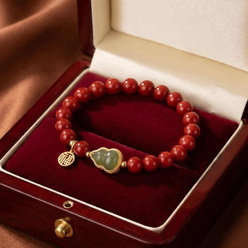 Chinese Style Hetan Jasper Bracelet Square Sugar Lotus Apricot Beaded Bracelet Peanut Elegant Retro Hotan Bracelet Wedding Party