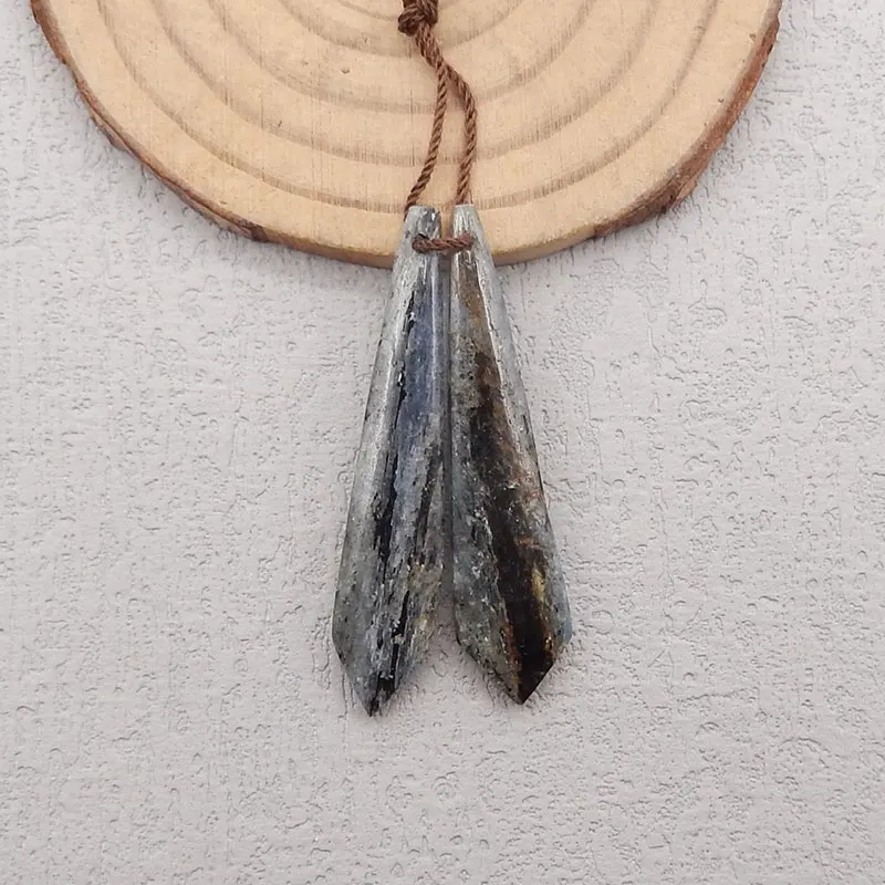 Natural Stone Blue Kyanite Earring Beads Pair,Fashion DIY Earring Semi-precious Stone Jewelry Earring