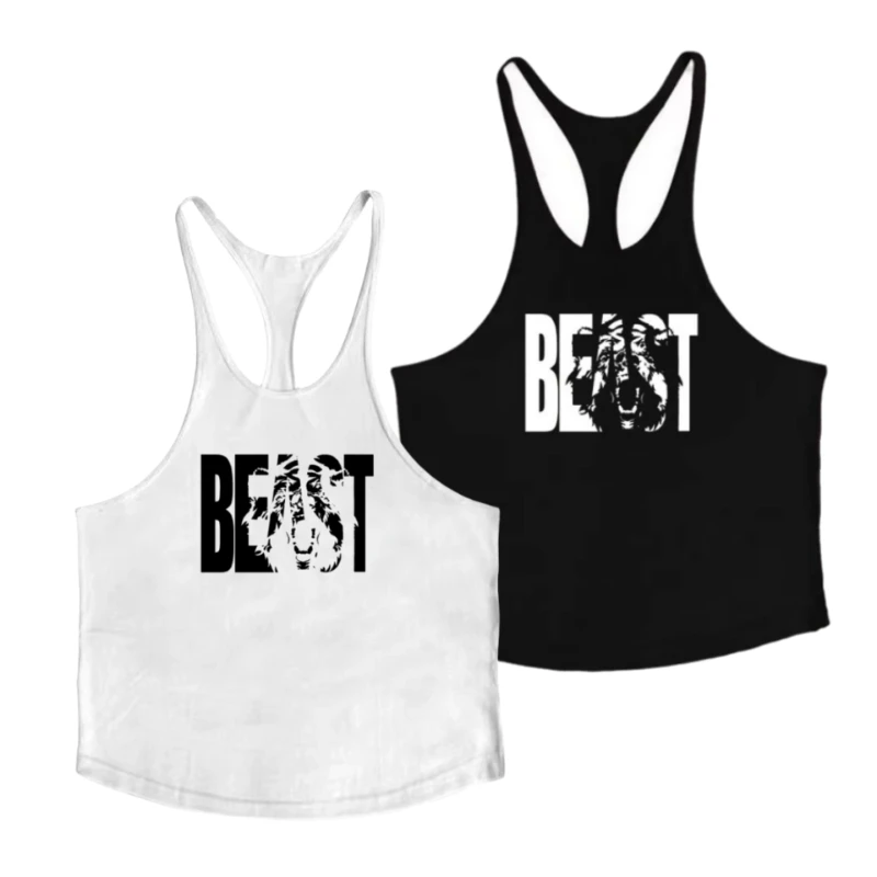 

2025 Latest Men's Stringer Gym Vest - Beast - Themed Sleeveless Top, Ideal for Bodybuilding, Fitness & Muscle Display