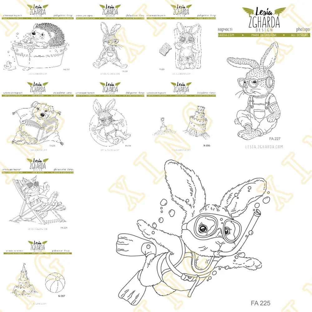 

Hot Selling New Rabbit Boy on the Beach Silicone Stamps Diy Scrapbook Diary Decoration Embossed Paper Card Album Craft Template