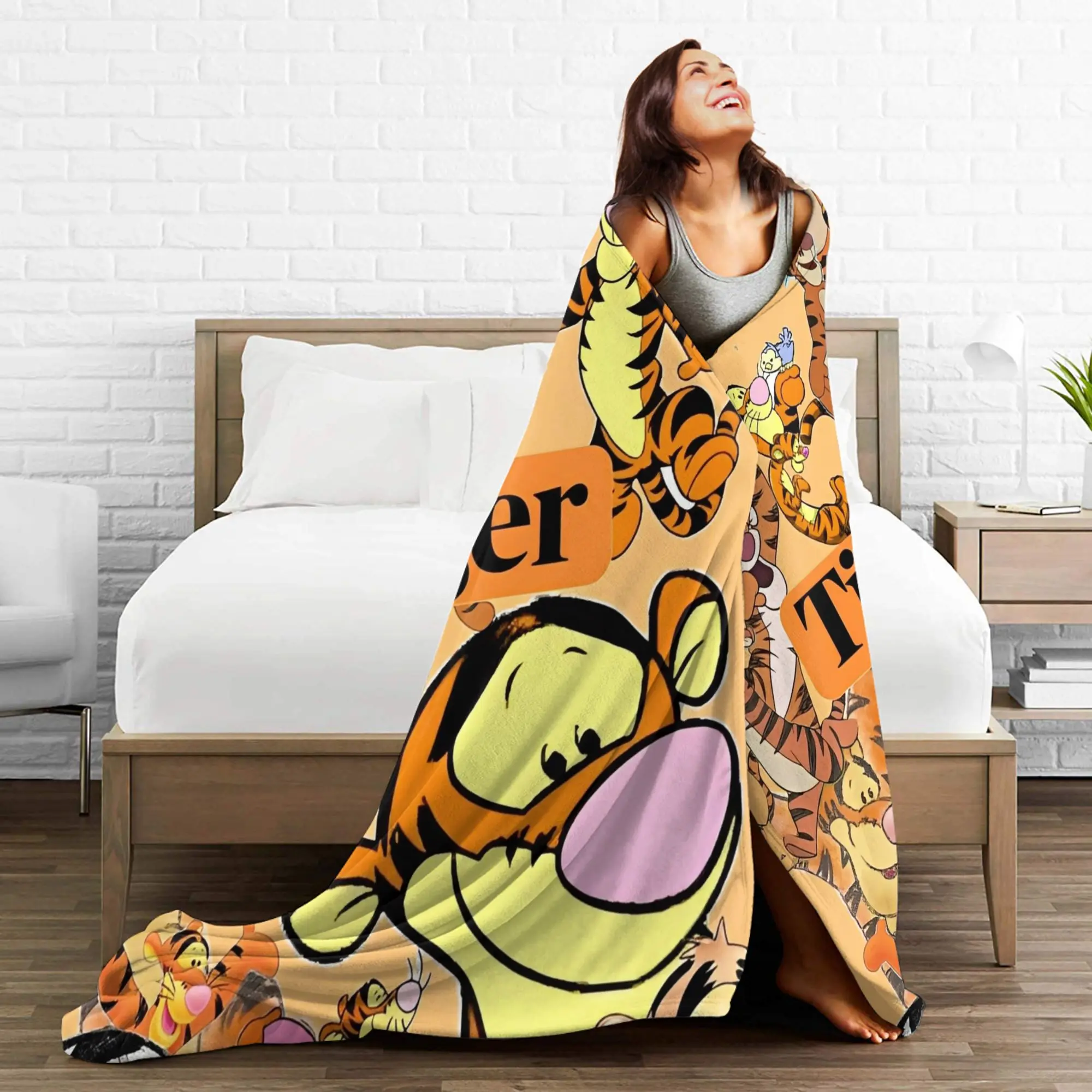 بطانية ويني ذا بوه الكرتونية، بطانيات مريحة فائقة النعومة للسرير مقاس 50 × 60 بوصة، لحاف بمقاسات متعددة