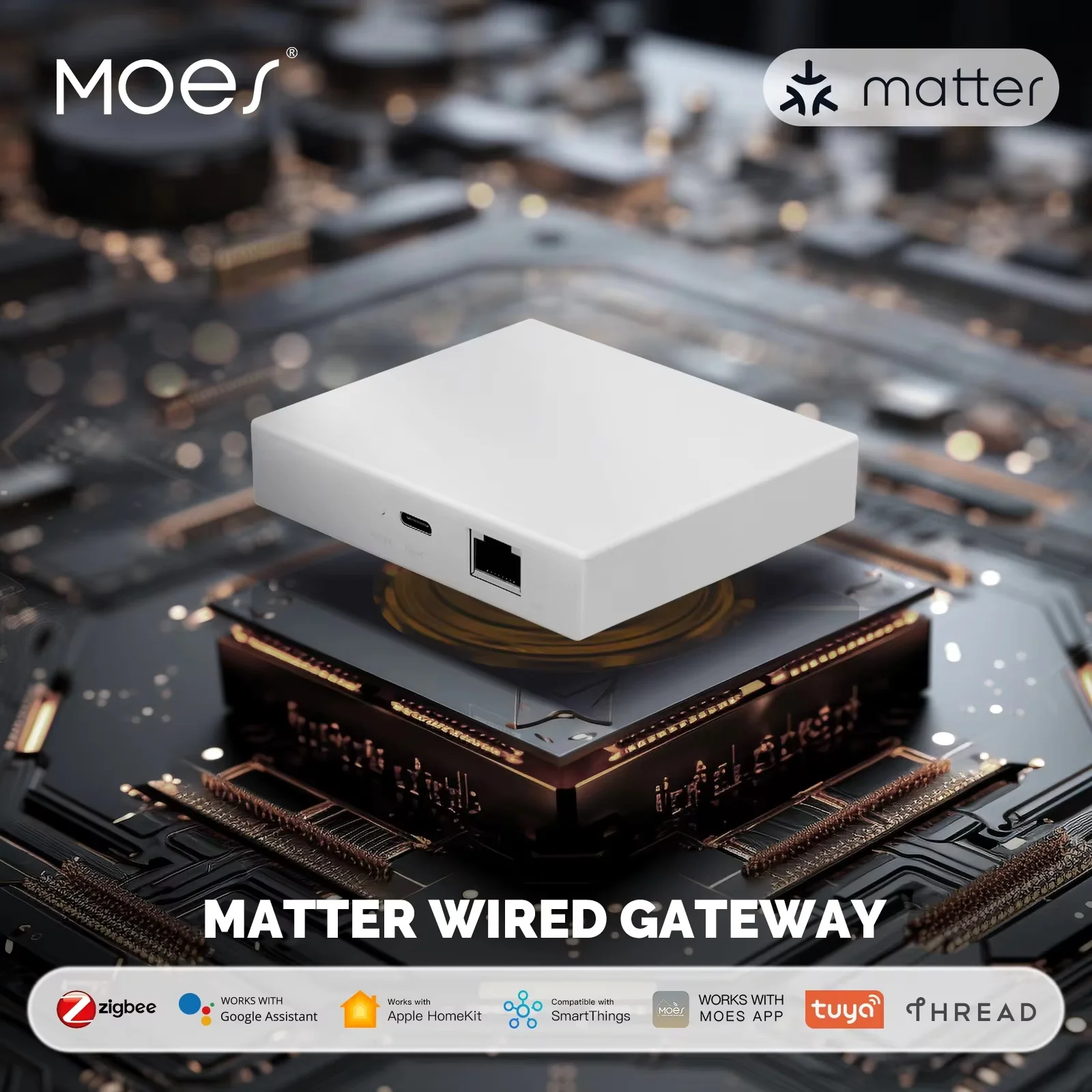 

Шлюз Matter Thread MOES Tuya Zigbee для умного дома, поддержка голосового управления Siri, Homekit, Smartthings, Google, Alexa