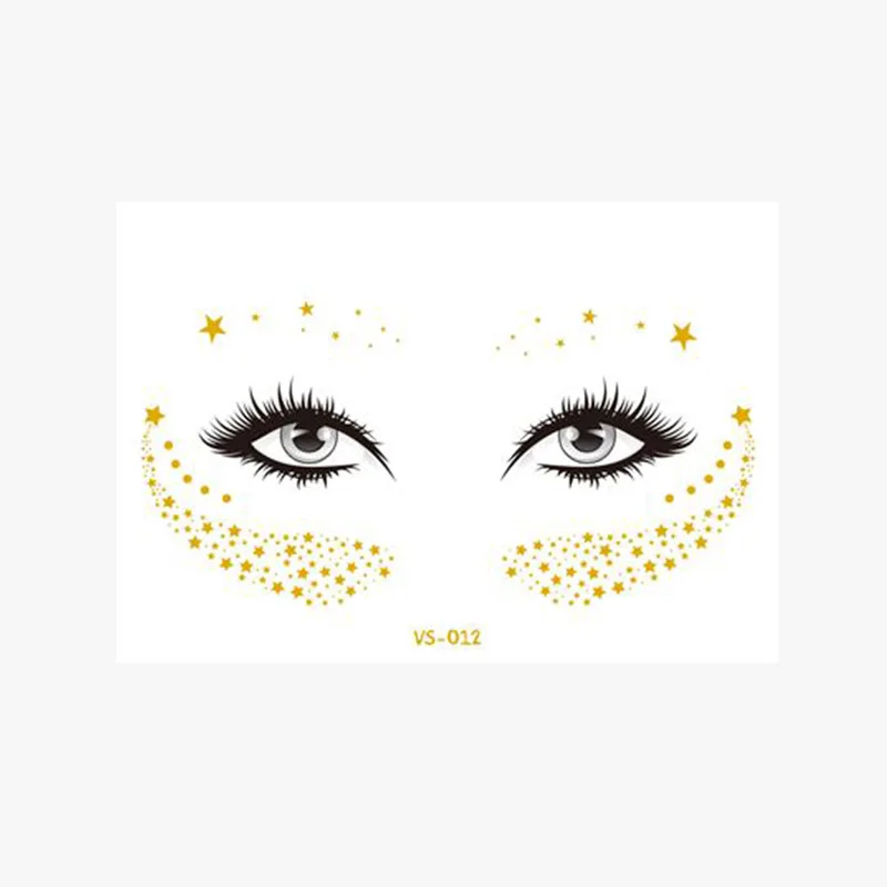 Adesivo de tatuagem na face, folha de estampagem a quente, tatuagem temporária, mulher, à prova d\'água, adesivos brilhantes na face, acessórios para