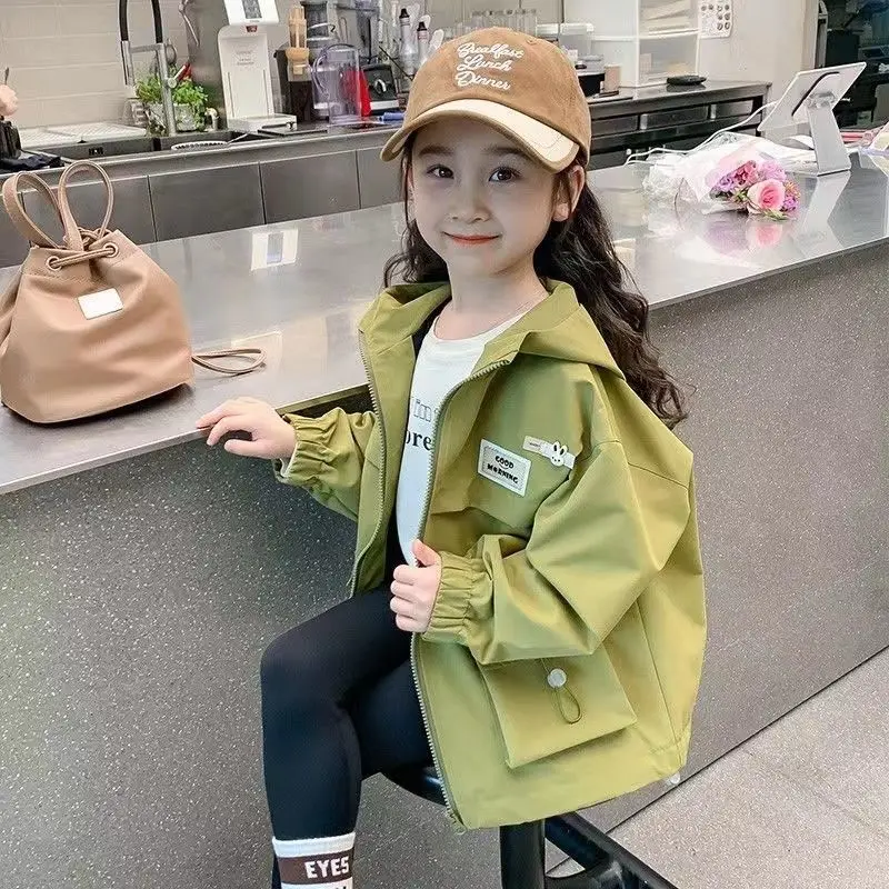 

5-14 year old girl's coat spring and autumn 2024 style of foreign style spring and autumn fashion cute girl casual loose jacket