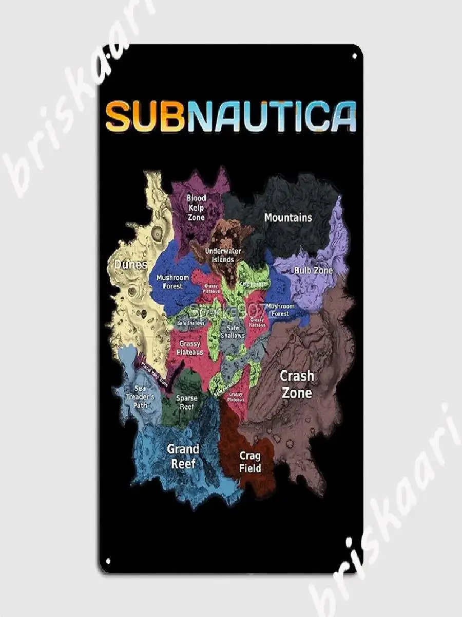 Vintage Subnautica Map Metal Sign  Wall Decor for Garage Club Man Cave  Tin Sign Poster for Home Decoration