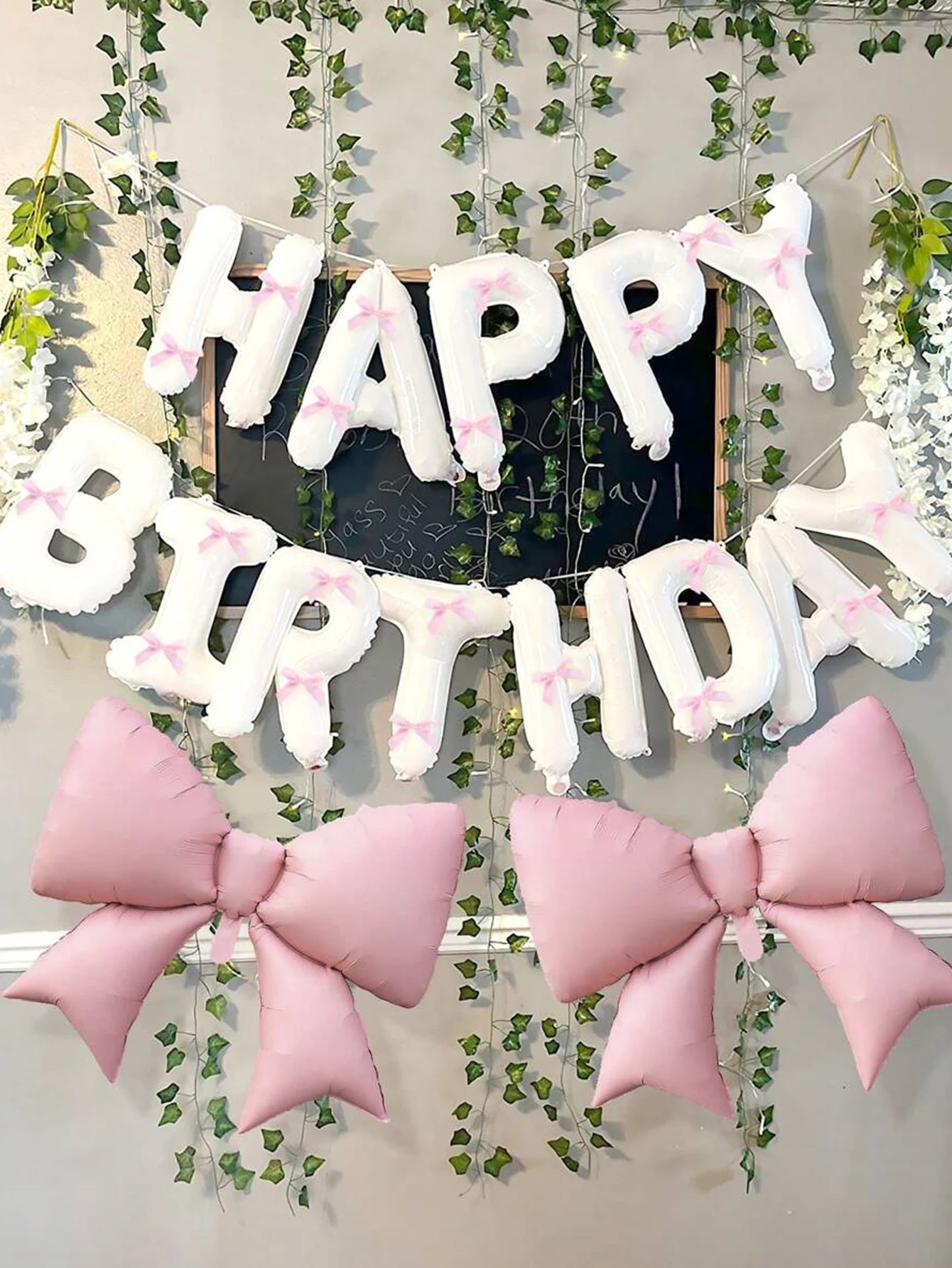 35/37 قطعة مجموعة بالونات عيد ميلاد سعيد باللونين الأبيض والوردي، لعيد الحب، دعائم الصور، دش الزفاف، حفلة العازبة #1