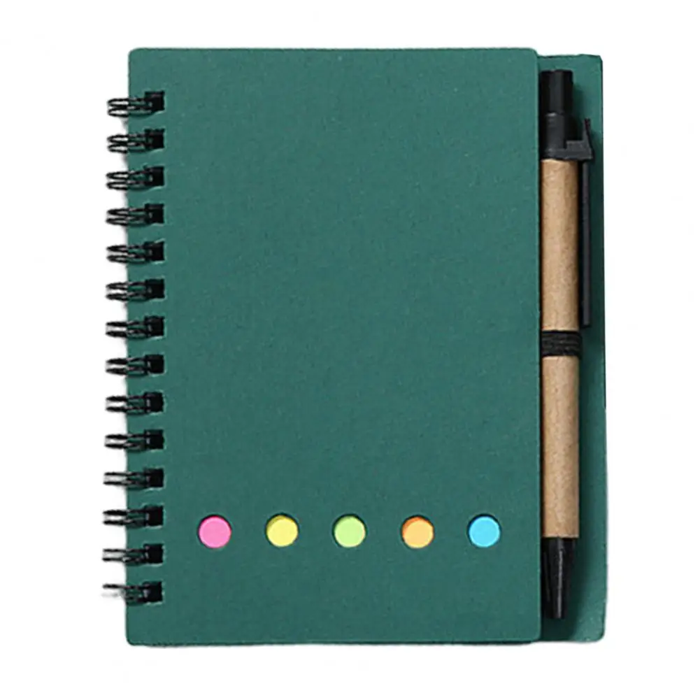 Snap-On Combination Note Pad Set with Ballpoint Pen Graduation Inspirational Kraft Spiral Notebook with Sticky Index Tags