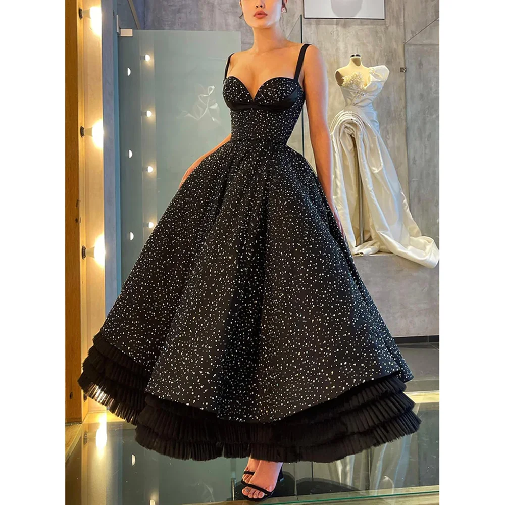 Elegant Evening Dress Sweetheart Spaghetti Straps Ruffles Prom Dress Ankle-Length Ball Gown Women\'s Party Dress Celebrity Dress