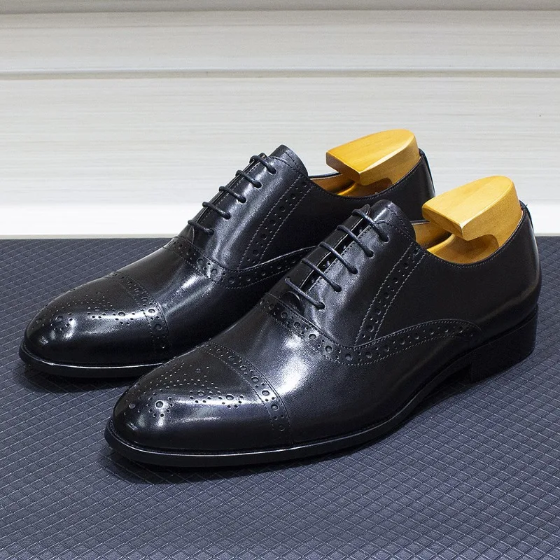 

Business Wedding Men's Leather Shoes Genuine Leather Shoes Oxford Shoes Brogue Men