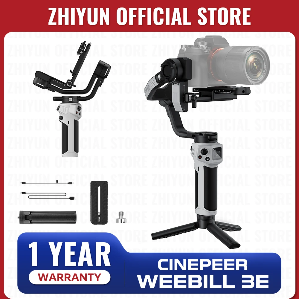 ZHIYUN 공식 시네피어 WEEBILL 3E 3 축 카메라 안정기 짐벌, DSLR 미러리스 카메라용 블루투스 제어 짐벌