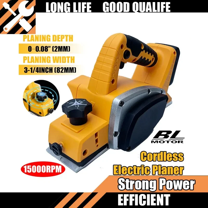 Cordless Electric Planer 15000RPM Fit Dewalt Tool Handheld Power Planer for DIY Carpentry Compatible with 20V Battery Tool