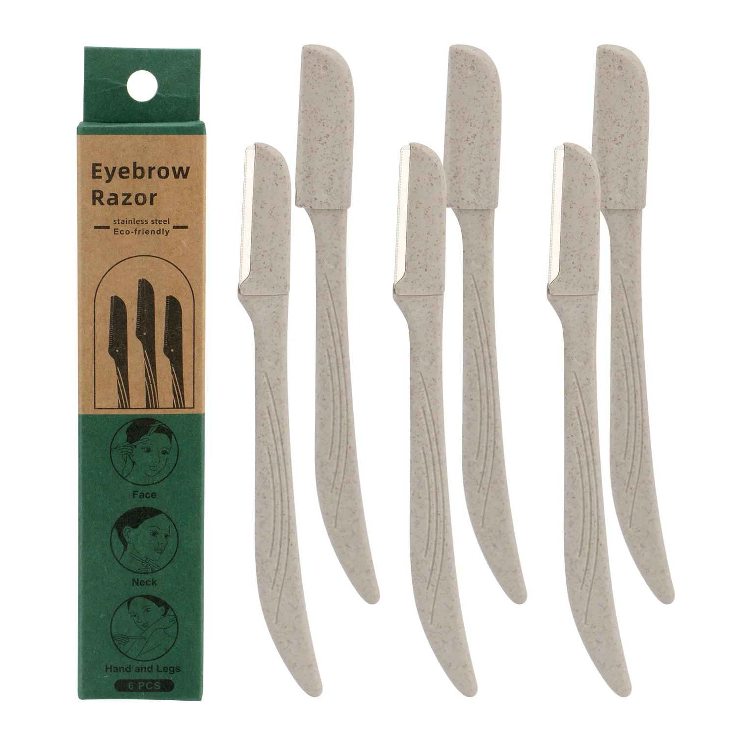 

6 Pcs/Box Wheat Straw Eyebrow Trimmer Environmentally Biodegradable Stainless Steel Eyebrow Razor Eye Brow Shaving Tool