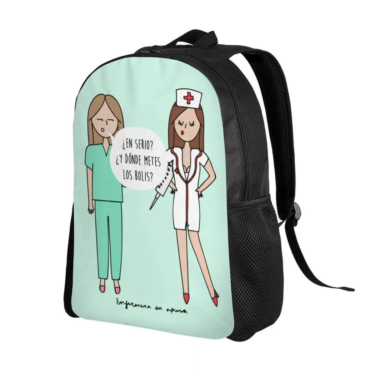 Cartoon Ladies Nurse Doctor Printed Backpack for Men Women College School Students Bookbag Fits 15 Inch Laptop Bags