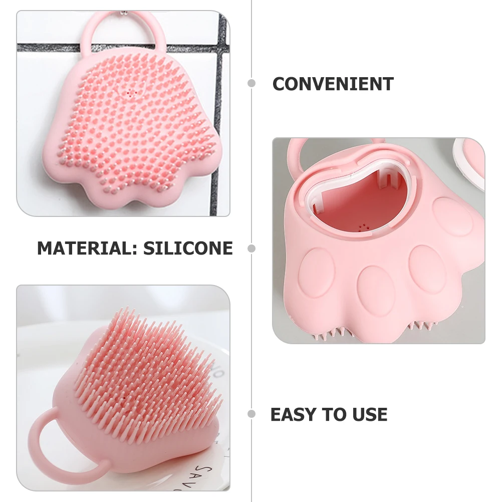 

Silicone Shampoo Brush Soft Pink Baby Scalp Massage Tool Gentle Bristles Exfoliating Body Cleaner Kids Bathing Helper