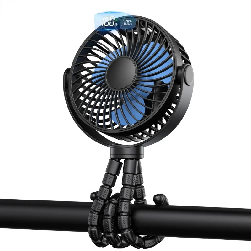 

5000mah Stroller Portable Mini Fan USB Rechargeable Outdoor Fan 4 Gear Speed °Degree Rotata & Digital Display