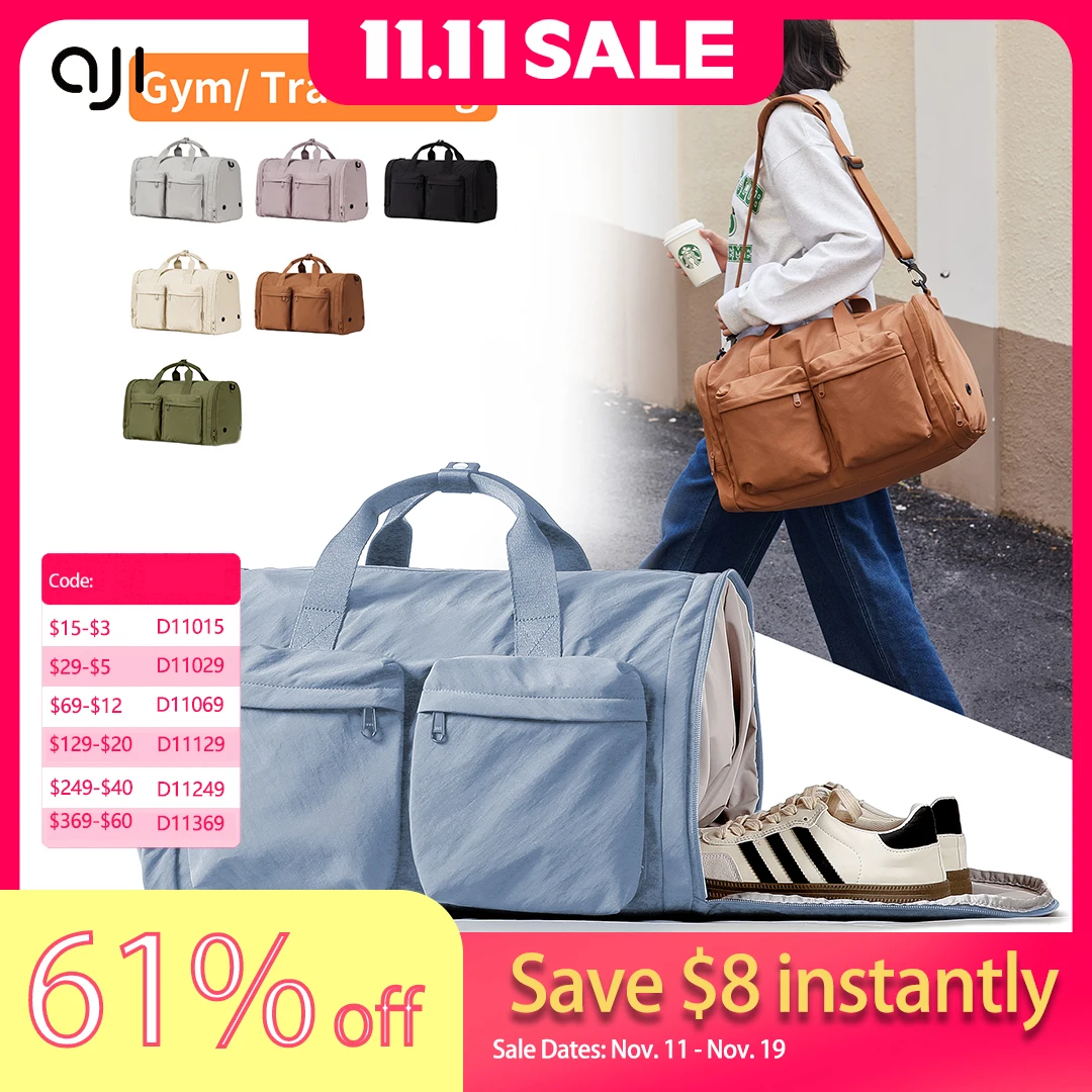 

AJI Travel Bag For Women With Shoe Bag Duffle Bag Large Capacity Men Sports Gym Handbag Casual Collapsible Business Travel Bag