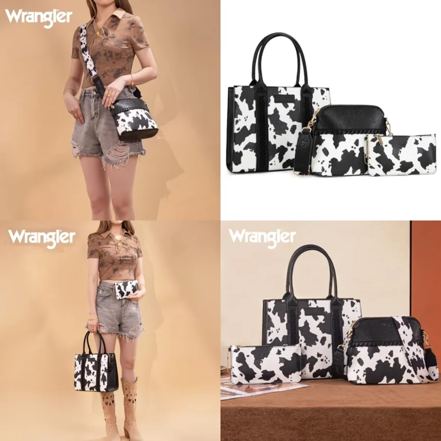 

Wrangler 3Pcs Purses for Women Tote Bag Crossbody Handbag Sets with Strap