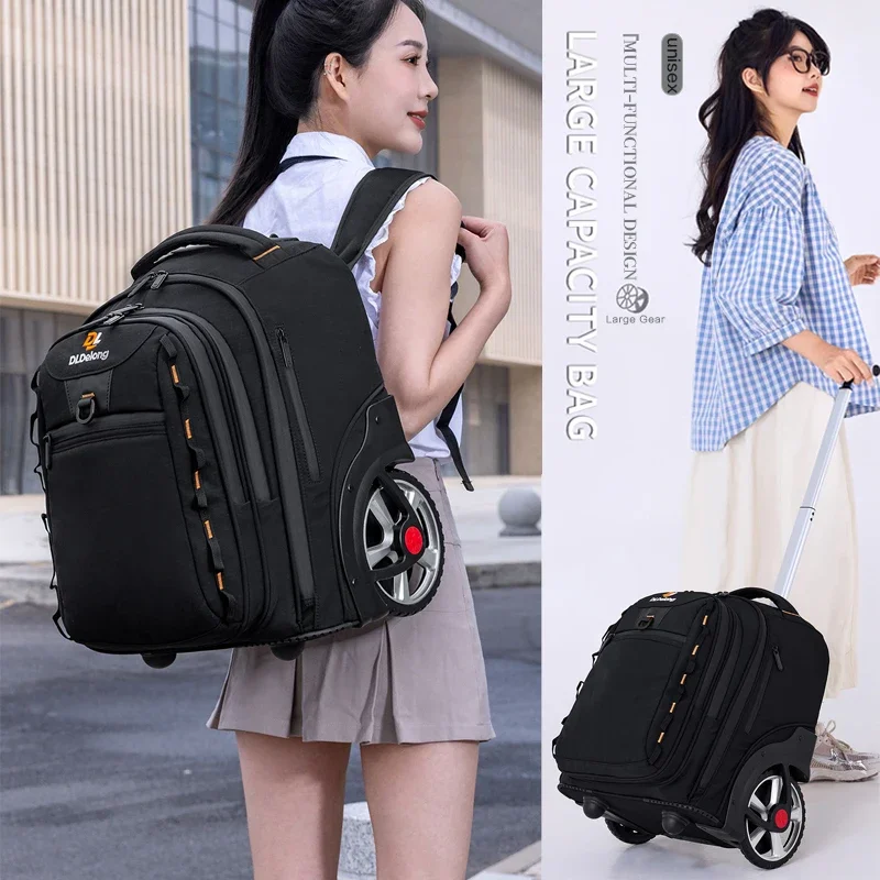 Mochila escolar con ruedas para hombres y mujeres con gran capacidad, viaje Ldeal, viaje diario, estudiantes universitarios, bolsa de retorno para el Campus