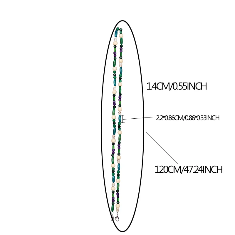 Factory Direct Anti-slip Anti-fall Acrylic multiple bead Chain Phone Hanging Rope Long Crossbody Lanyard Colorful Bohemi