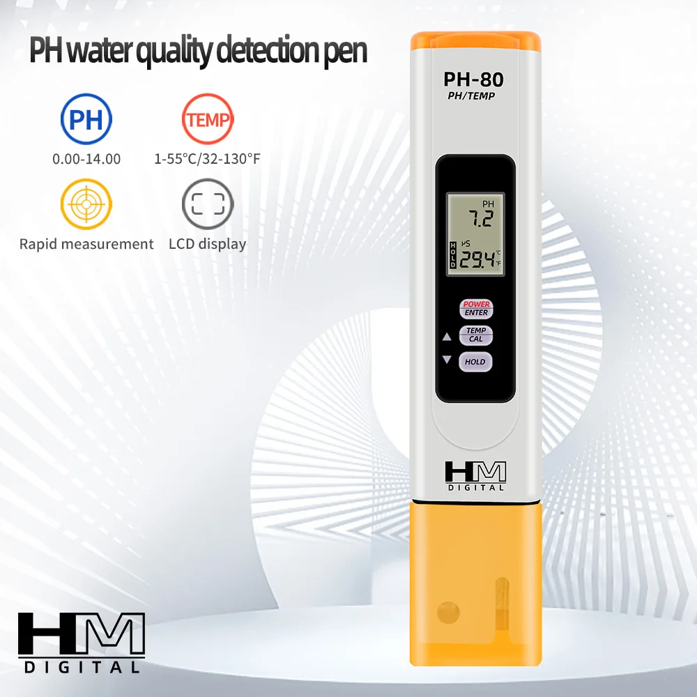 Misuratore di PH portatile Tester di qualità dell\'acqua rilevatore di temperatura PH multifunzione HM LCD penna di prova digitale del PH per