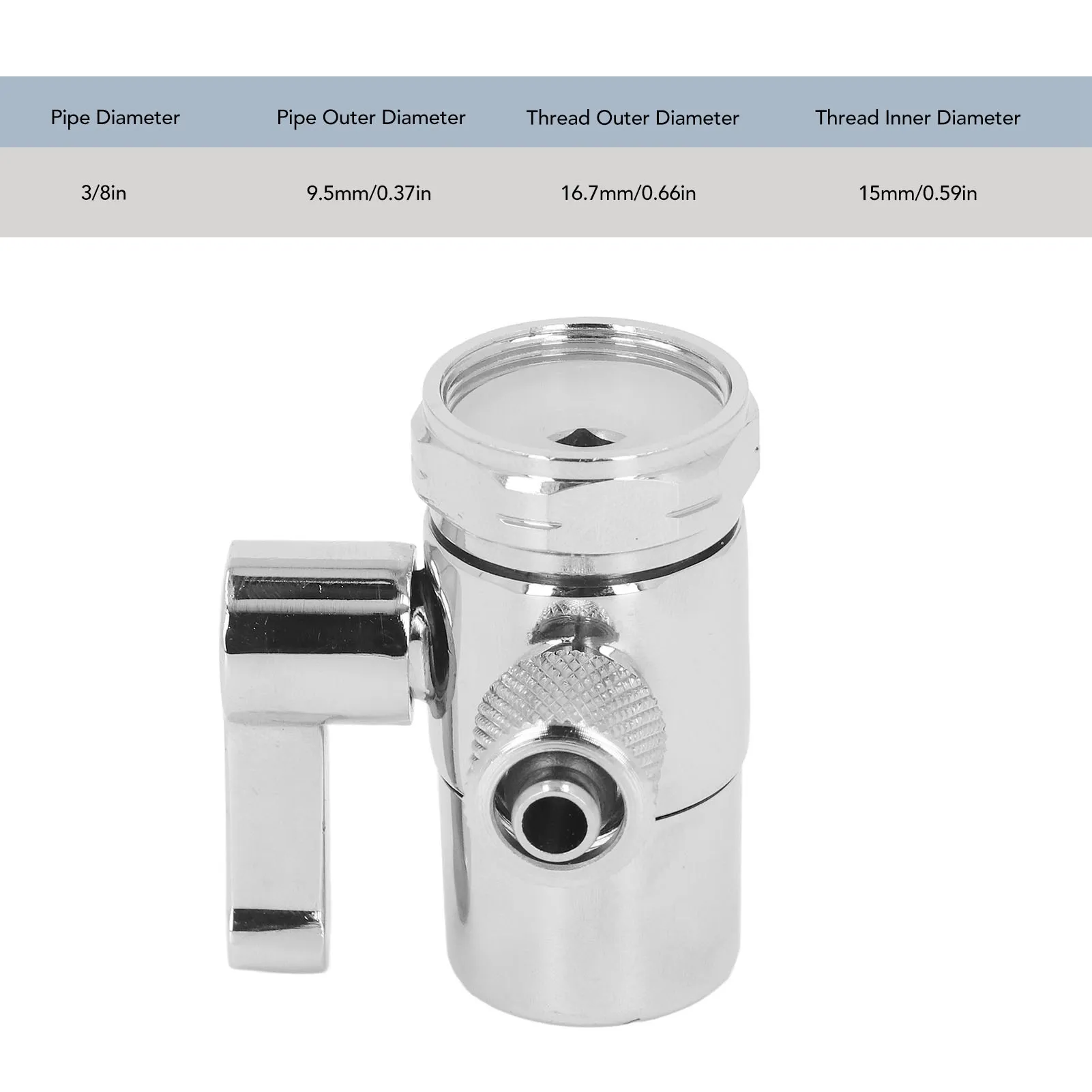 Faucet Diverter Valve 3/8in Faucet Diverter Valve M22 Female Thread Thickened Brass Sink Faucet Splitter for Bathroom Kitchen