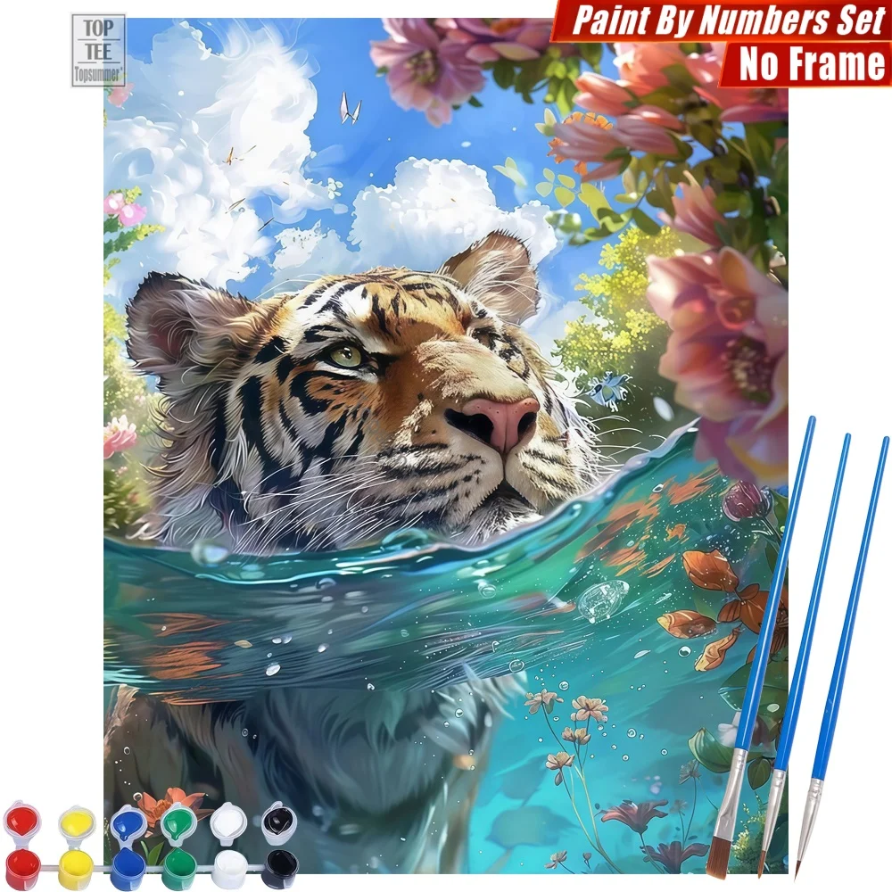 Kit de pintura por números de flores de tigre - Arte abstracto vibrante para pared, regalo del Día de la Madre para esposa
