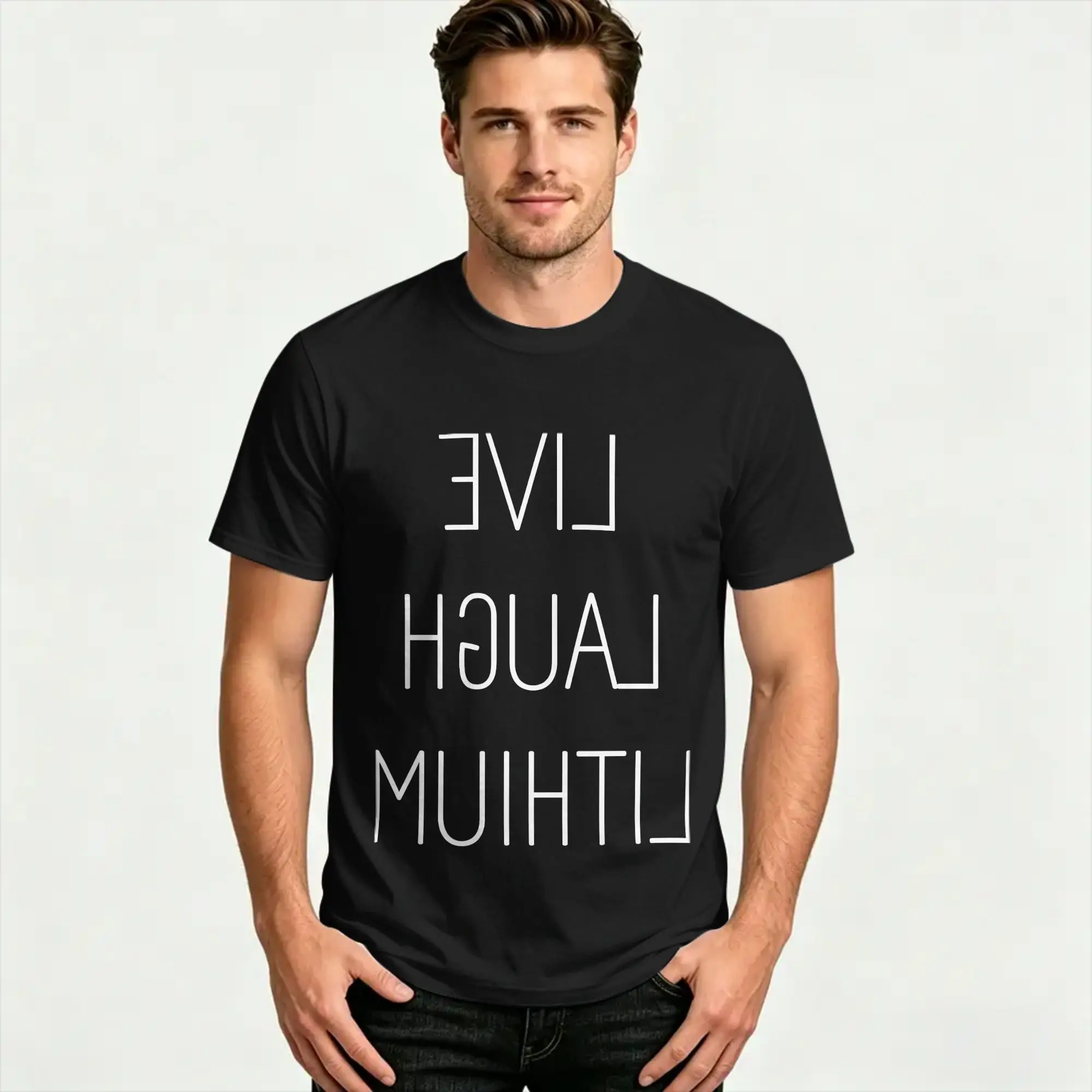 Men Women's T Shirt live laugh lithium T-Shirts Trendy Cool  Summer Tee Shirt Vintage Cotton Tops Birthday Gift