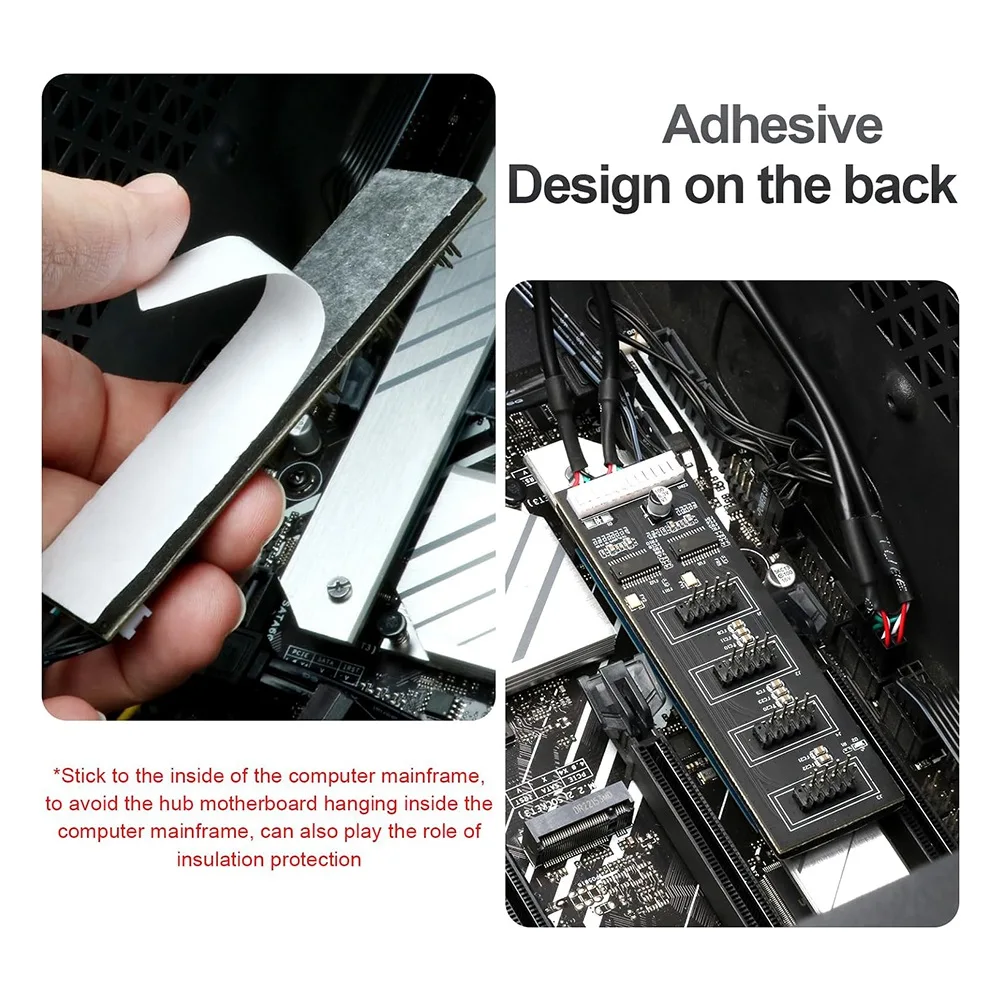 Neuer 9-poliger USB-Header-Splitter, USB 2.0-Header-Splitter mit SATA-Stromkabel, interner USB-Hub für CPU/RGB-Licht/Drucker