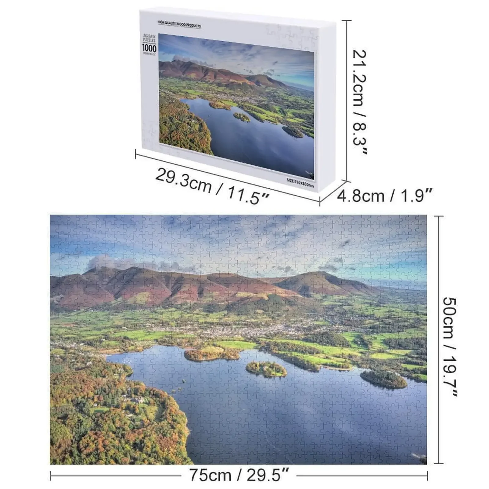 Derwentwater, Keswick e Skiddaw Jigsaw Puzzle Nome Giocattolo in legno Puzzle in legno personalizzato