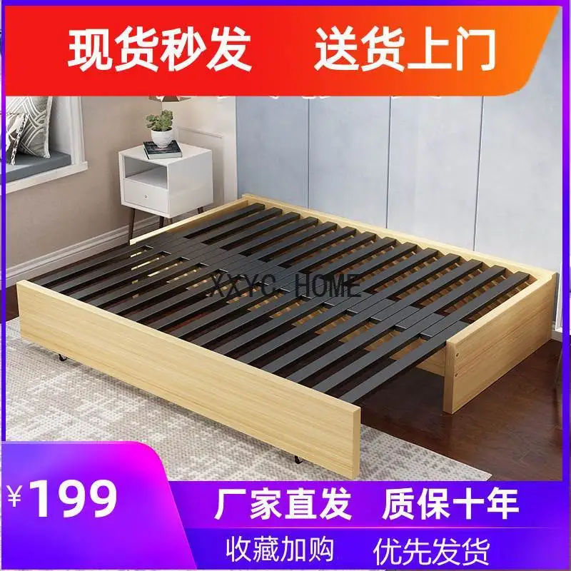 Solid Wood Sofa Bed Multifunctional Telescopic Bed Pumping Broaching Machine 1.8 Double Single