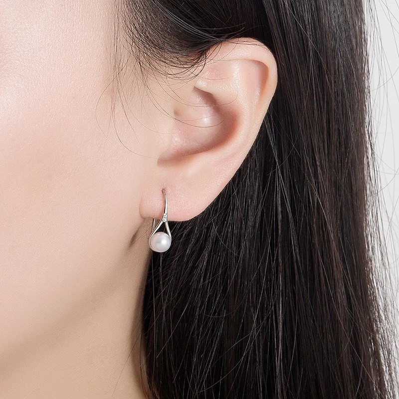 Korean Minimalist Earrings For Women Fashionable Commuting Pearl Earring 925 Sterling Silver Water Droplet Ear Hook KOFSAC