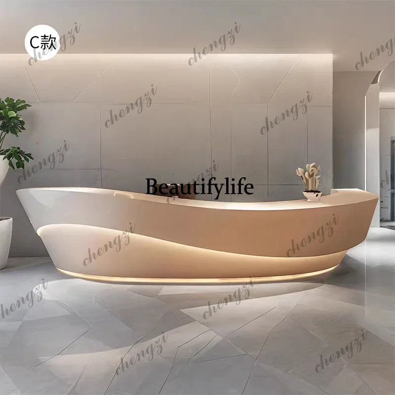 A68Luxury Industrial Reception Desks Modern Company Restaurant Bar Reception Desks Welcome Display Escritorio Office Furniture