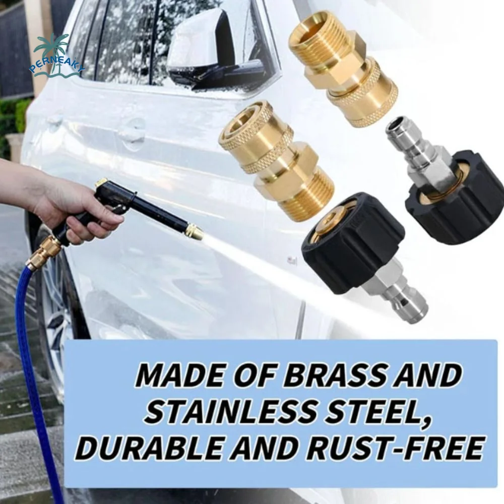 

2pcs M22 Swivel Pressure Washer Adapter Set 3/8'' Quick Connect Stainless Steel Quick Connect Kit Quick Connection Rust-proof
