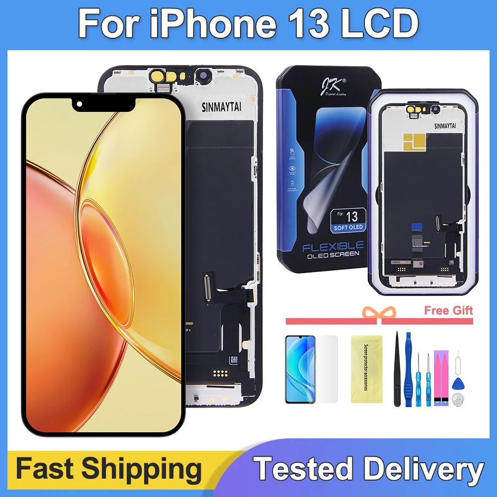 JK Soft OLED LCD Display for iPhone 13 - Replacement Display Screen with Touch Digitizer Assembly for iPhone 13 A2633, A2482,