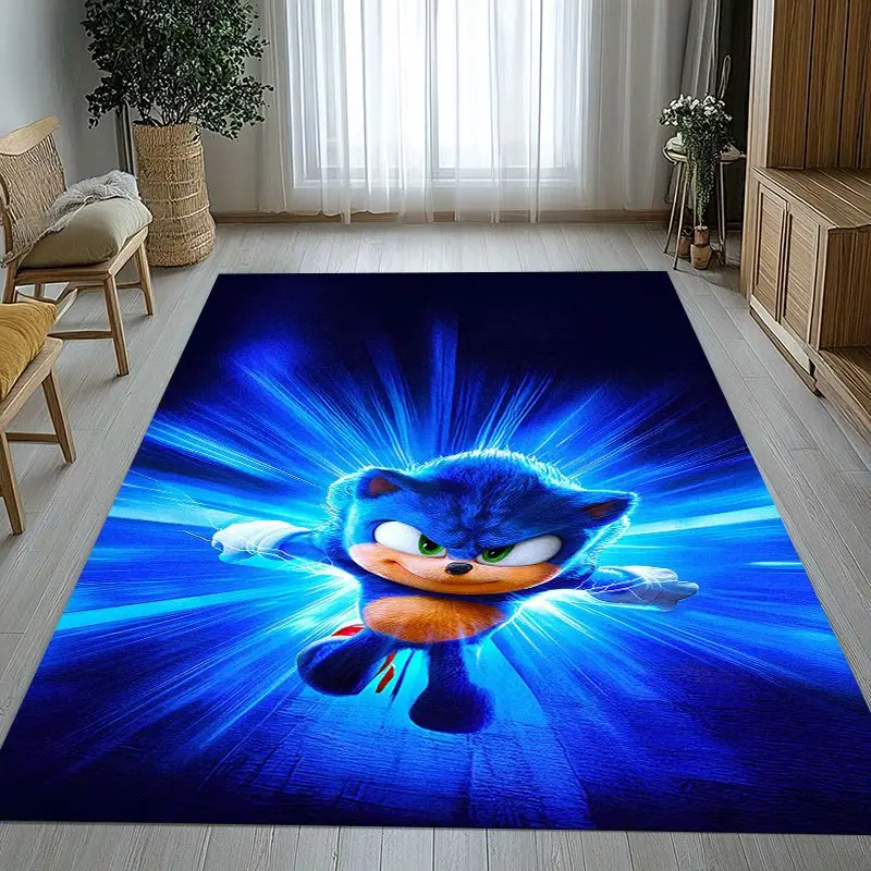 Cartoon S-Sonic Rings K-Knuckles Game Soft Non-Slip Area Rug for Living Room,Bedroom Playroom Carpet Mat for Sofa,Home Decor