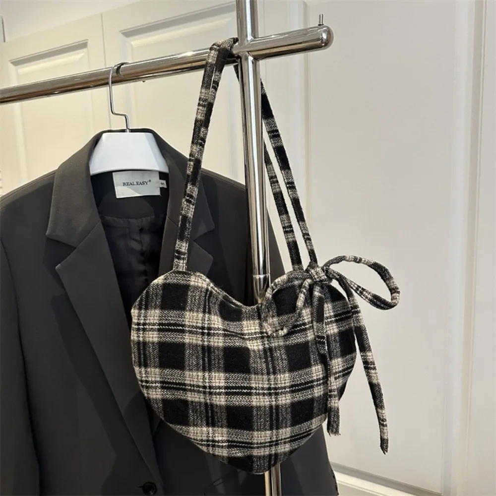 

Сумка Love Bag большой вместимости в клетку, в французском стиле, портативная сумка-тоут на молнии, простой дизайн, клетчатая сумка с бантом, женская сумка для поездок на работу