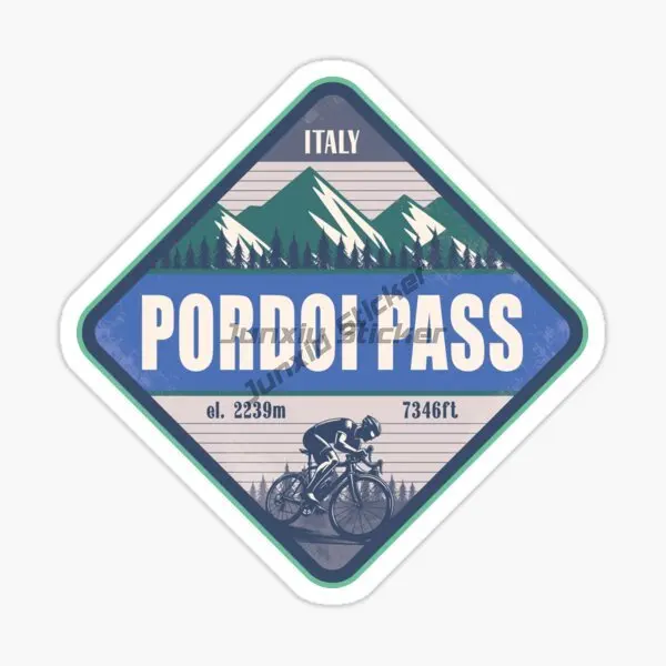 

‌Pordoi Pass Italy Dolomites Famous Mountain Pass Cycling Climbing Car Sticker Self-Adhesive Waterproof Decorative Decal