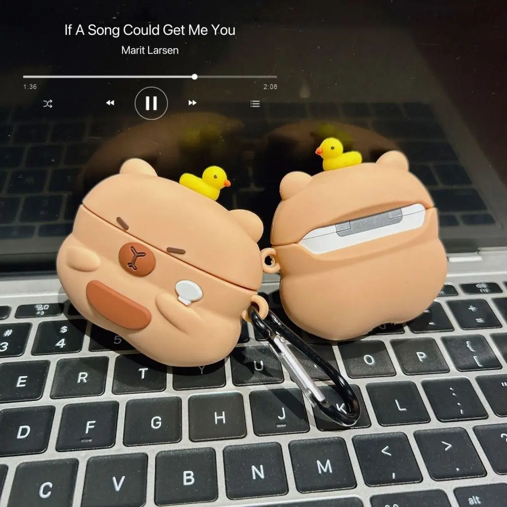 Casing Earphone Capybara Anime 3D, casing silikon kartun pelindung, aksesori Earphone untuk AirPods 1 2 3 Pro/Pro2