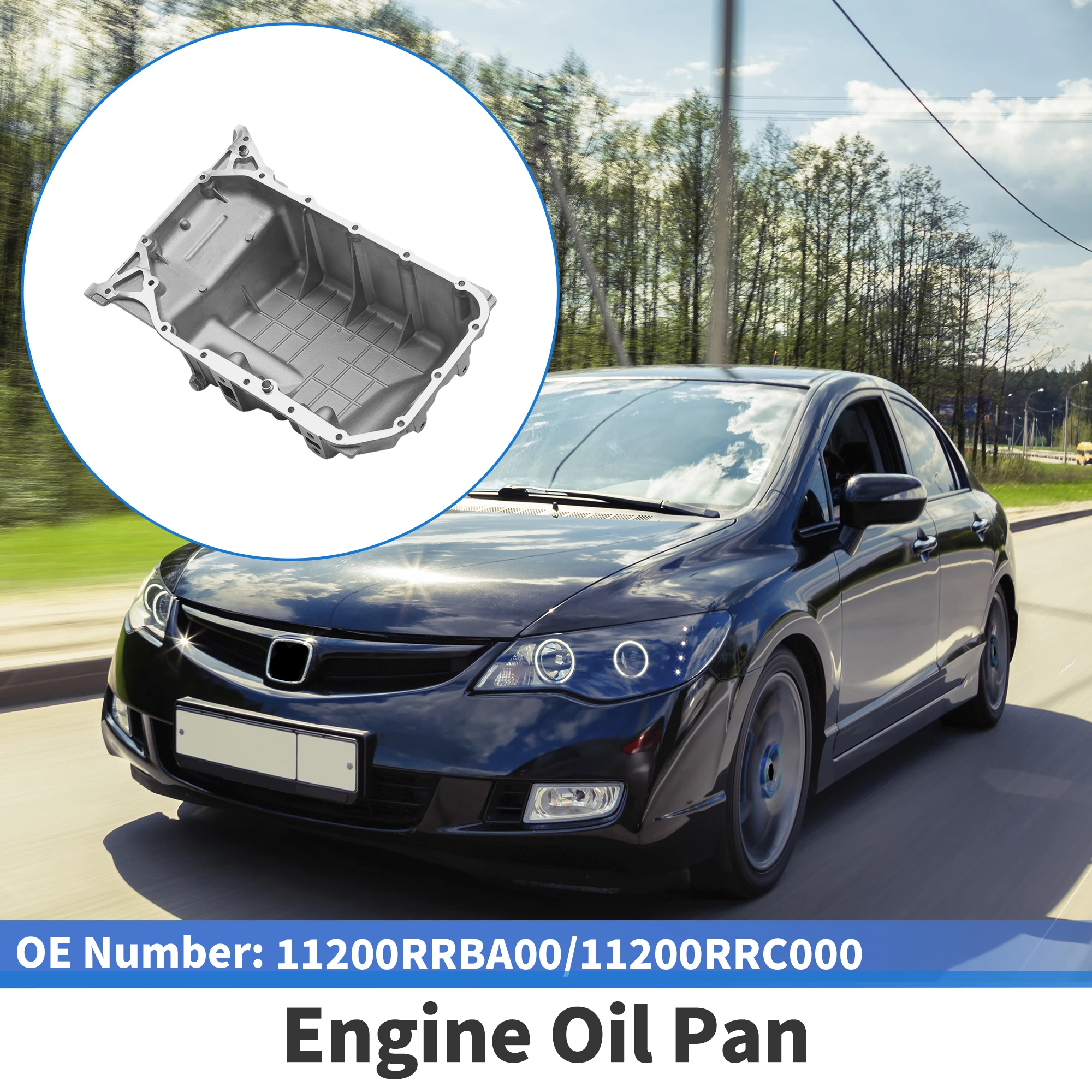 UXCELL No.11200RRBA00 Engine Oil Pan Oil Pan Sump Transmission Oil Pan for Honda Civic Si 2.0L 2006-2011 Aluminum Silver Tone