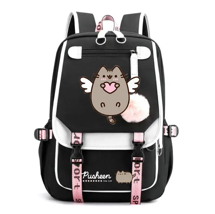 Fat Cat Students Backpacks for Teenagers Girls School Bookbag Laptop Travel Backpack Women Casual Back Pack Kids Rucksack