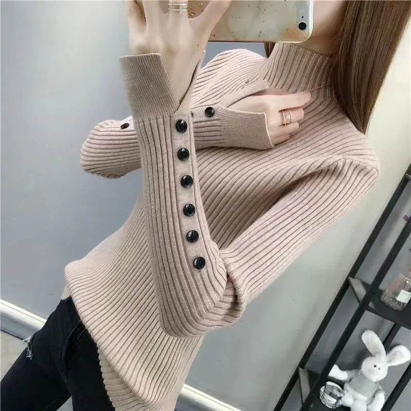 New-coming Autumn Winter Warm knit sweater Femme Turtleneck Pullovers Sweaters Long Sleeve Slim Oversize Korean Women\'s Sweater