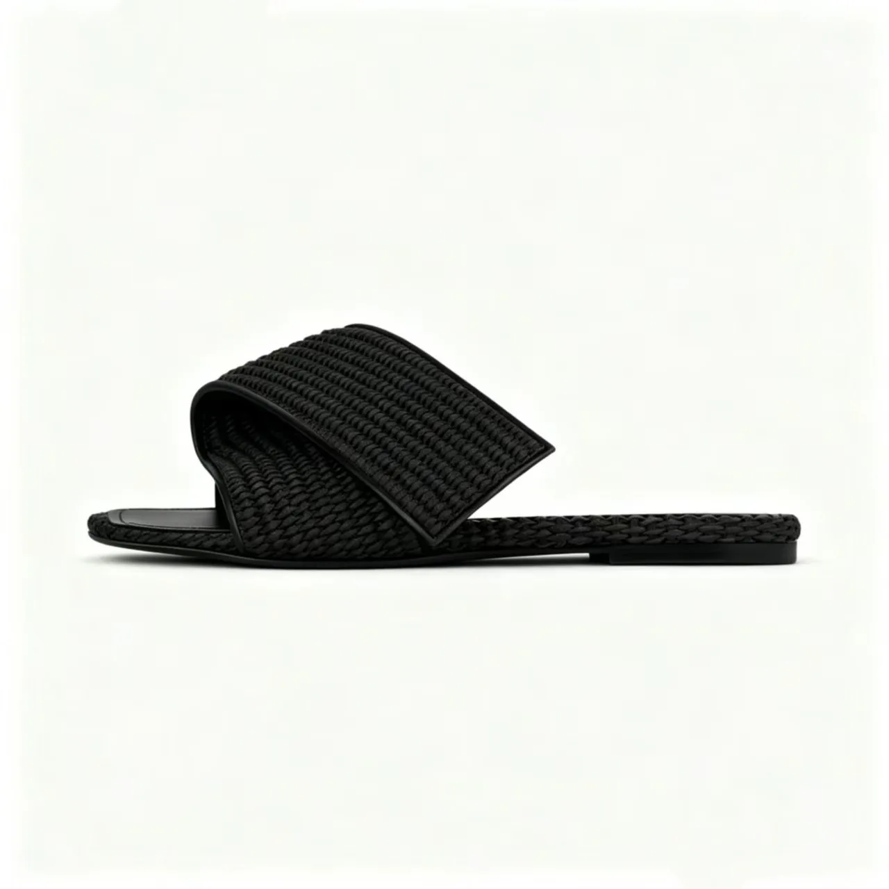 Summer Women's Flat Slippers, Women's Outerwear, Square Head, Open Toe, One Line Slippers, Men's Slippers