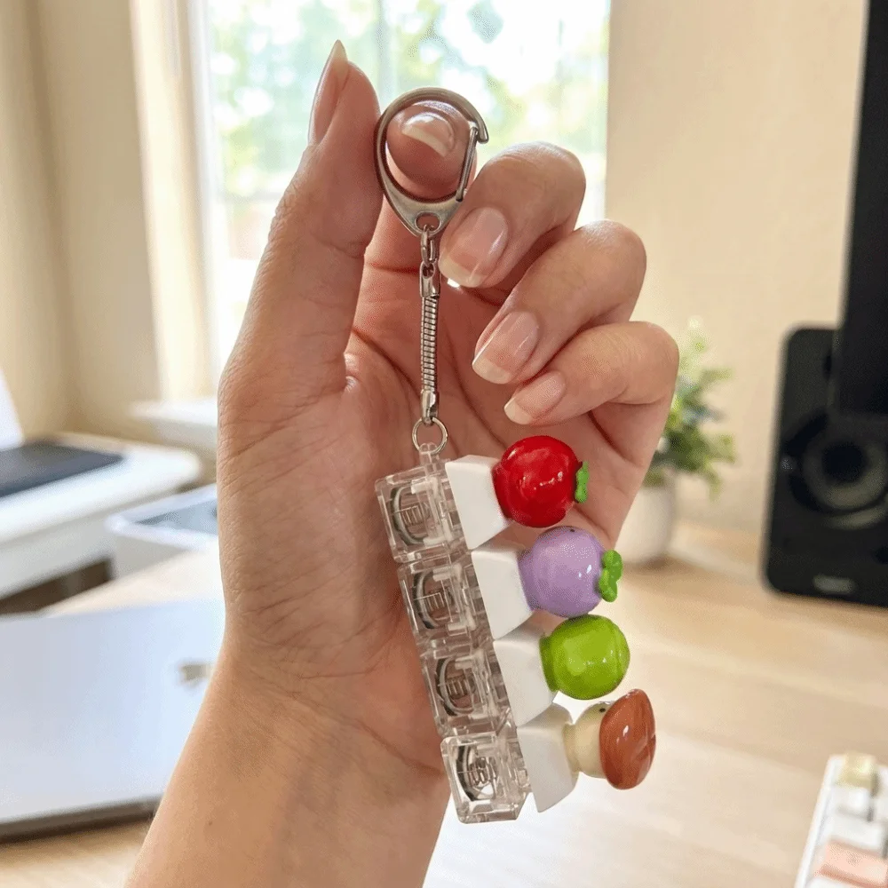 Cute Funny Vegetable Clicker Keychain Cartoon with Lights Finger Button Keychain Pass The Time Plastic Fidget Clicker Office